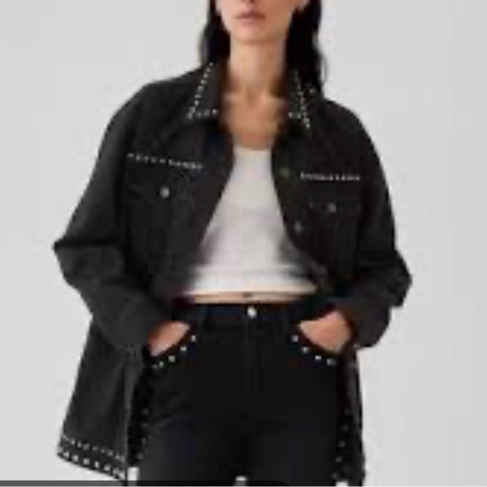 Gap Studded Oversized Icon Denim Jacket Size XL